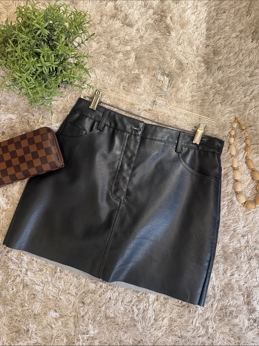 EUC Forever 21 Black Faux Leather Mini Skirt L